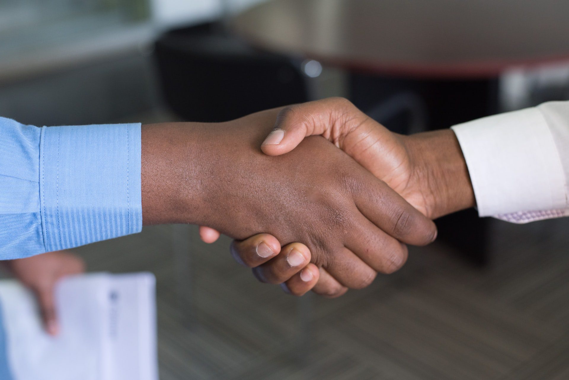 Two professionals shake hands