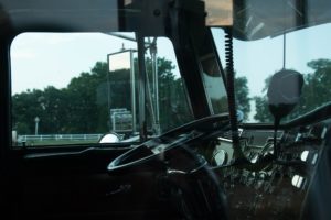 Interior of a commercial truck cab