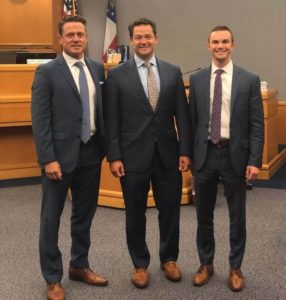 Pictured from left are Beasley Allen lawyers Rob Register, Chris Glover, and Dan Philyaw.