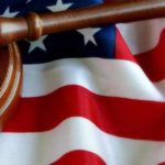 gavel on American flag
