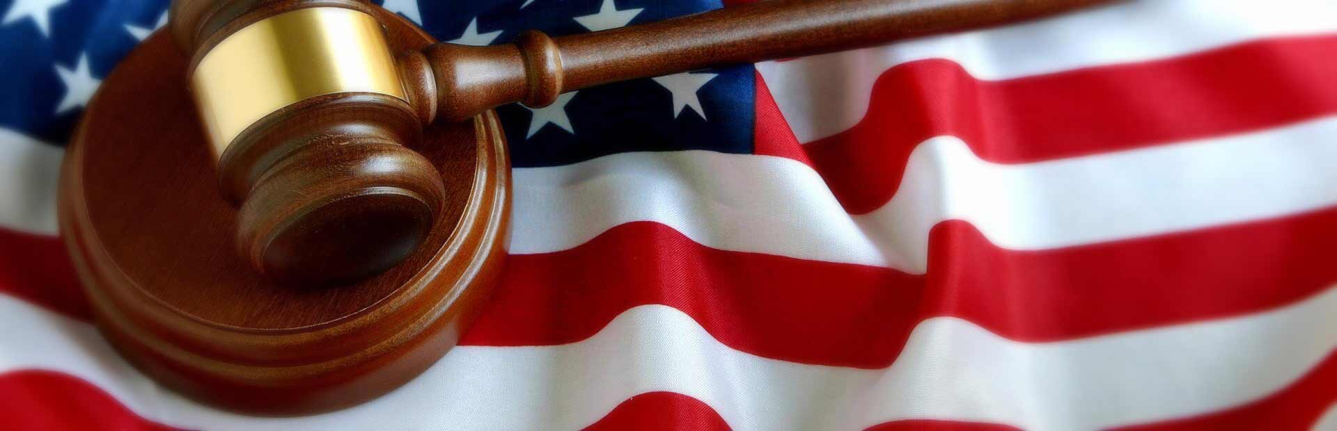 gavel on American flag