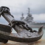 Close up of an anchor on a navy base