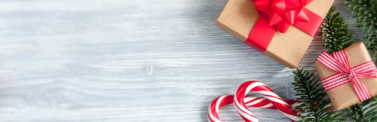 Christmas decorations on a wood table