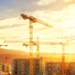 Cranes set us for use in construction of large city buildings