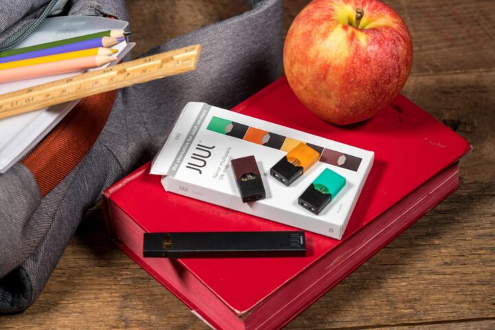 JUUL Vaping device and cartridges among school supplies