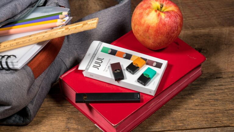 JUUL Vaping device and cartridges among school supplies