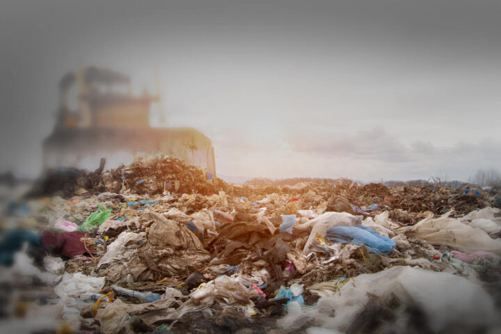 Garbage and debris at a landfill