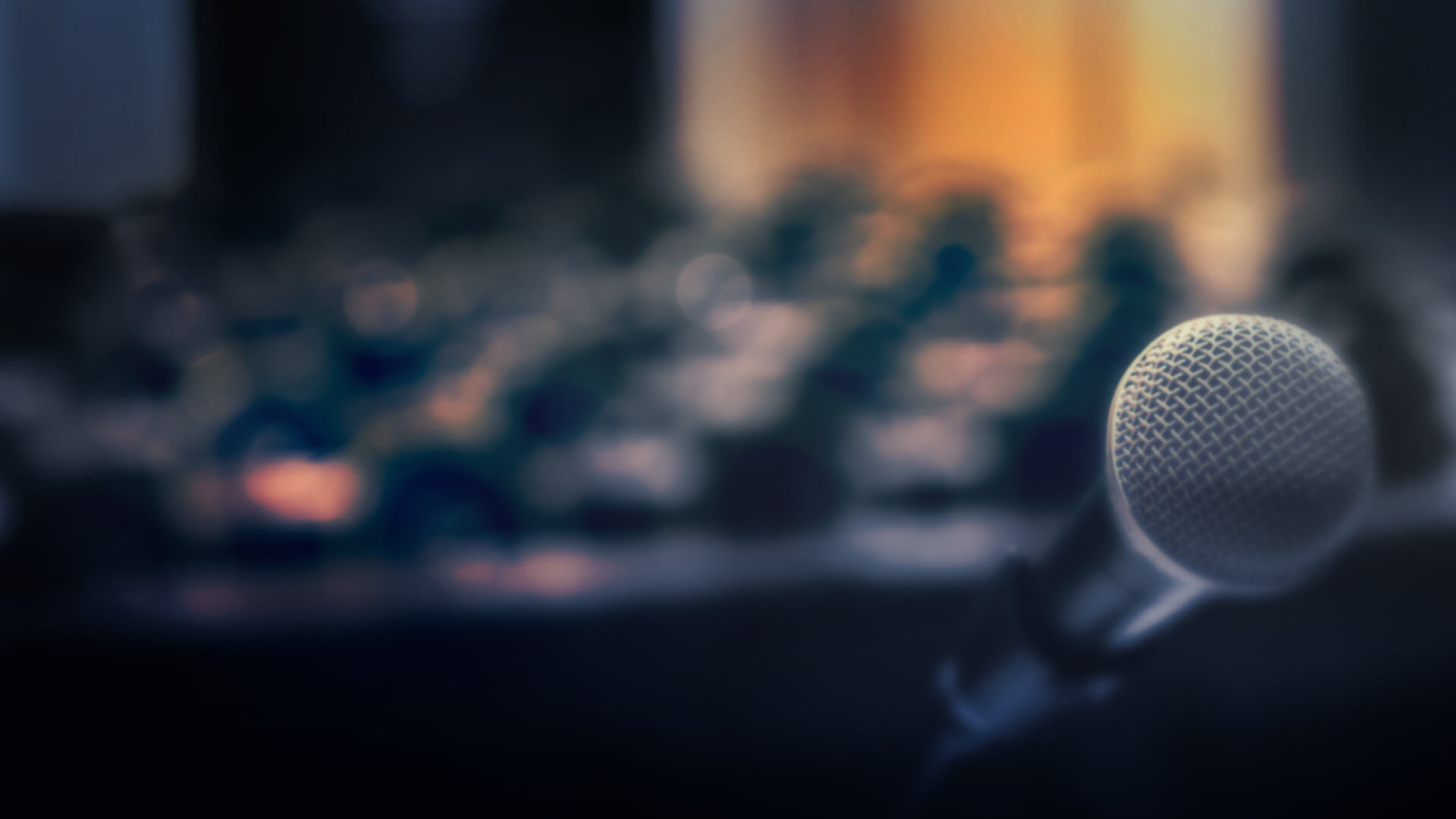 View of microphone behind a podium