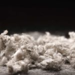 Magnified fibers present in asbestos products.