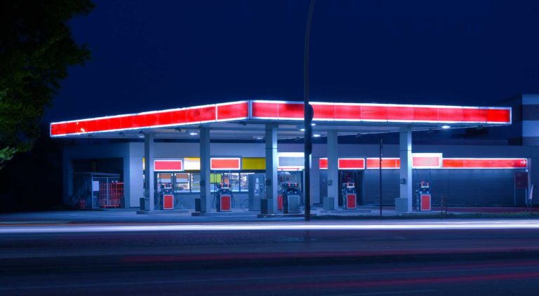 Empty gas station like this one investigated by premises liability lawyers.