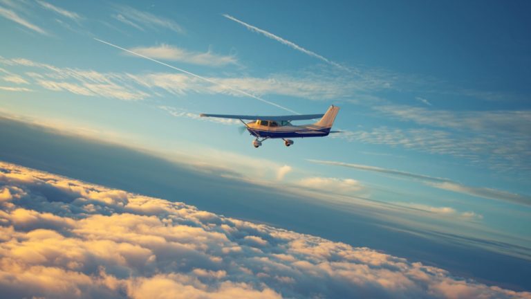 Small airplane in flight