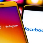 Two cell phones showing Social Media apps Instagram and Facebook